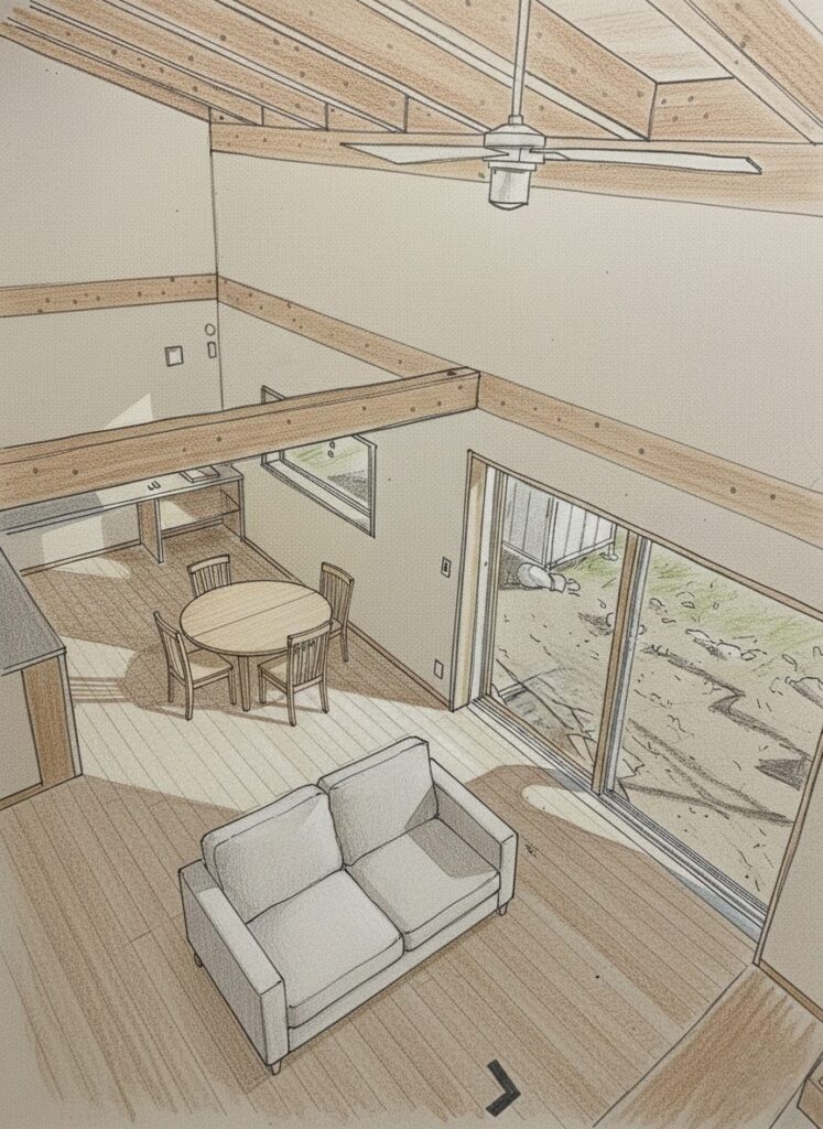 工事中の写真からスケッチおこしをしました。